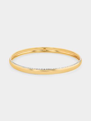 Yellow Gold & Sterling Silver Slip On Bangle