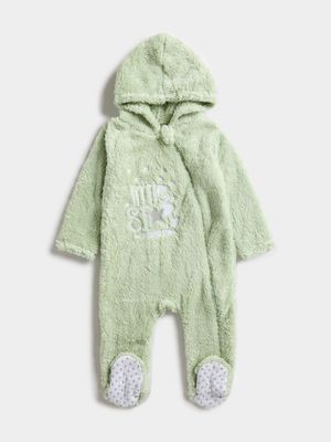 Jet Infant Girls Green Little Star Fleece Sleepsuit