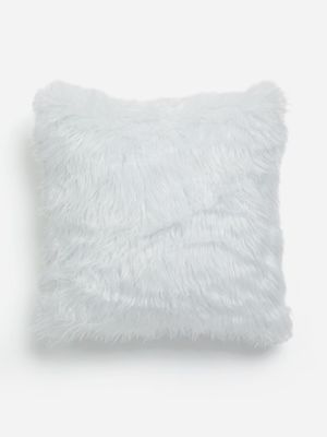 Jet Home White Long Fur Scatter Cushion