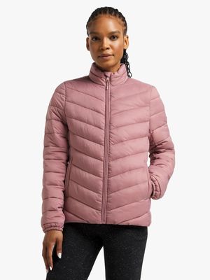 Womens TS Funnel Pink Puffer Jacket