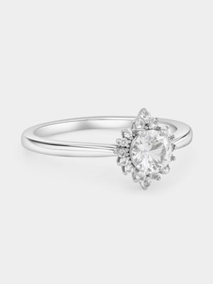 Classic Silver Clear Diamond Star Ring