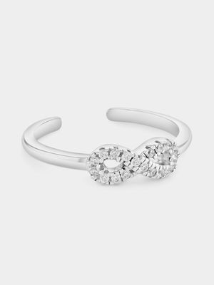 STERLING SILVER CUBIC ZIRCONIA INFINITY TOE RING