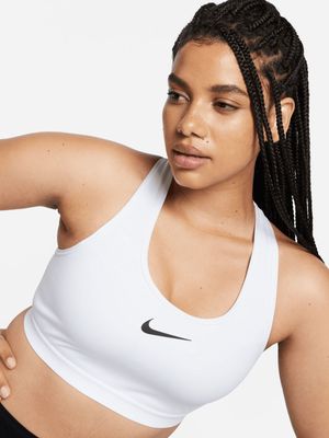 Nike Swoosh High Support Non-Padded Adjustable White Sports Bra