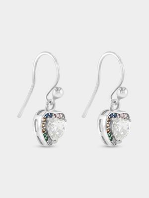 Sterling Silver Heart CZ Earrings Fine Jewelry
