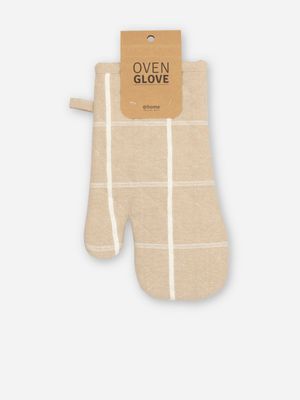Simple Check Oven Glove Natural