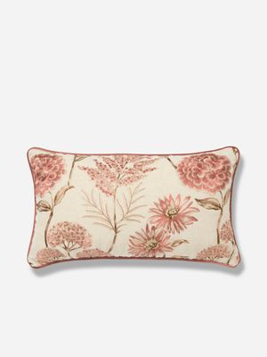 Floral Embroidery Scatter Cushion Pink 35x60cm