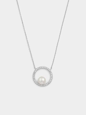 Sterling Silver Pearl Pendant Necklace 45cm