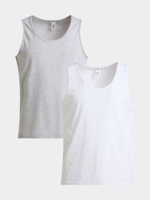 Jet Men's White/Grey 2 Pack Vest