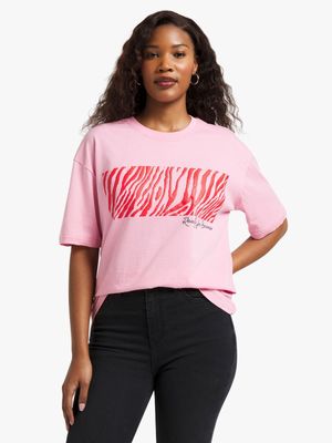 Jet Women's Pink Love Zebra T-Shirt Reg
