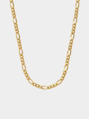 Yellow Gold & Sterling Silver Hammer Figaro Chain