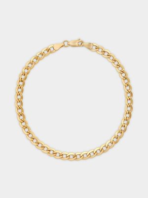 Yellow Gold & Sterling Silver Hammer Curb Bracelet