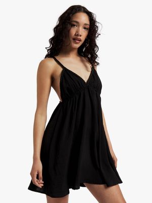 Women's Black Airflow Mini Dress