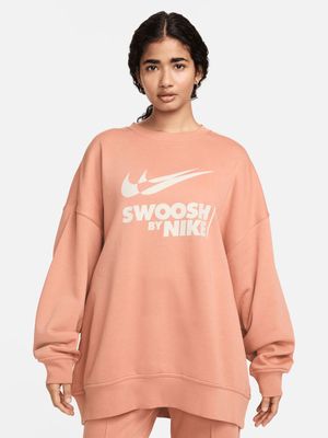 Womens Nike Sportswear Oversized Fleece Orange Sweatshirt