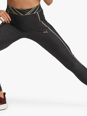 Women's Puma Deco Glam High-Waisted Black/Gold Tights
