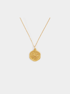 Stainless Steel Northstar Organic Disk Pendant on Chain