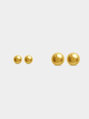 Stainless Steel Gold Plated 2mm & 4mm Ball Stud Set