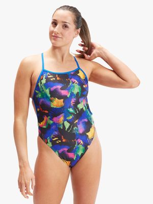 Womens Speedo Allover Digital V-Back Swimsuit