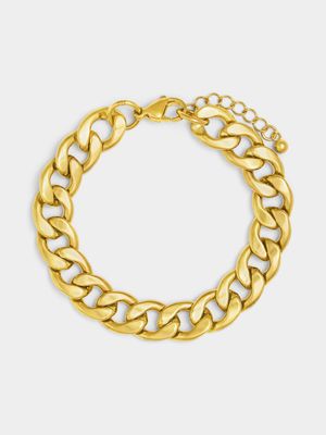 18ct Gold Plated Waterproof Stainless Steel 12mm Curb Bracelet