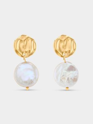 Sterling Silver Women’s Baroque Pearl Gold Earrings