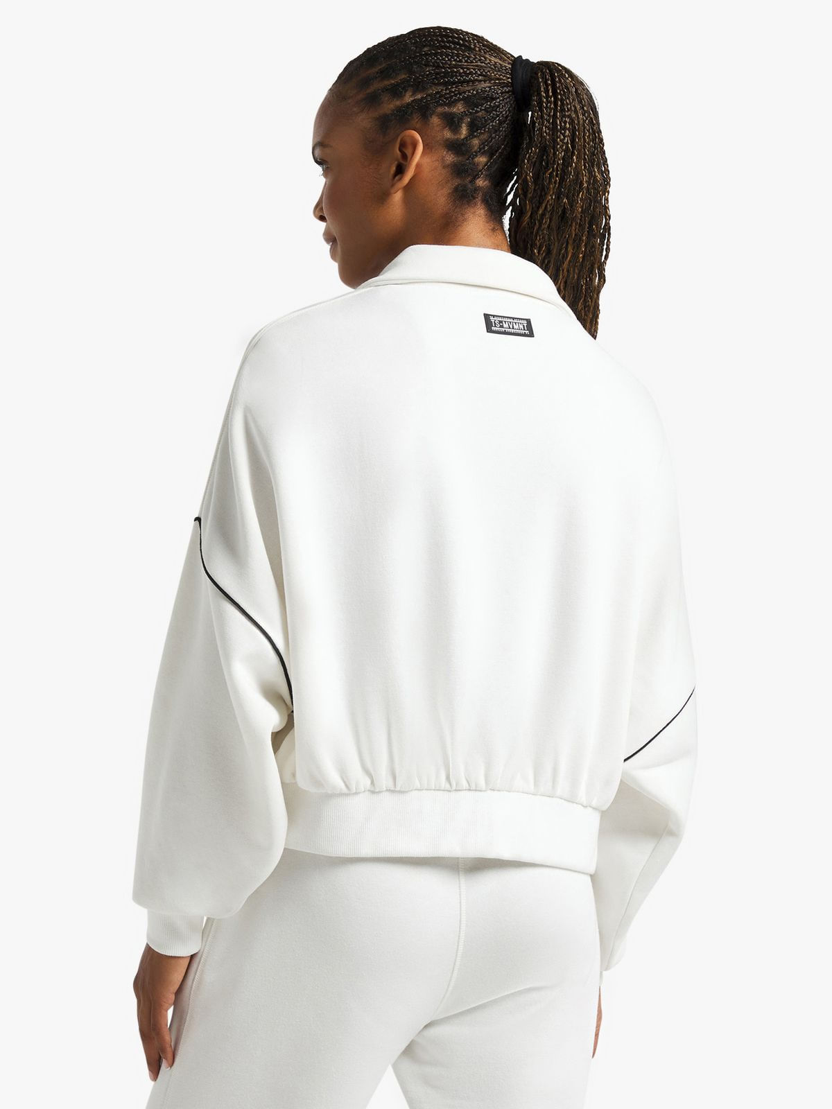 Womens TS Zip-Thru White/Black Piping Jacket - Bash.com