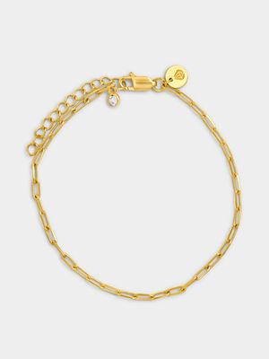 Women's Paperclip Cubic Zirconia Gold Bracelet