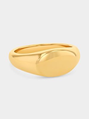 Stainless Steel Gold Plated Oval Signet Ring