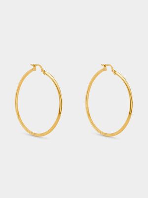 Yellow Gold & Sterling Silver Large Hoop Earrings