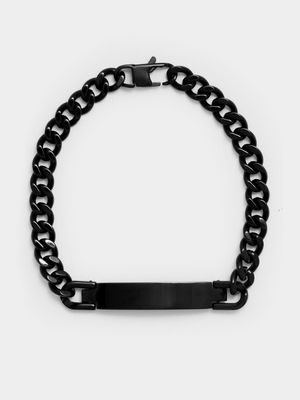 Gents Stainless Steel Black ID Bracelet