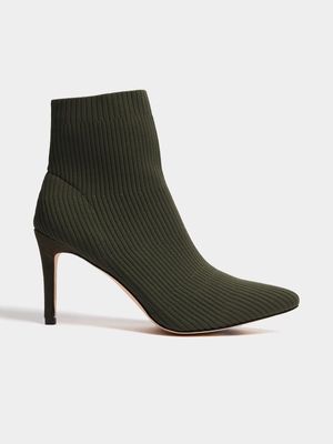 Women's Green Knit Sock Boot