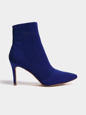 Women's Blue Knit Sock Boot