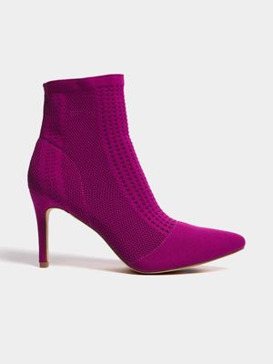 Women's Pink Knit Sock Boot