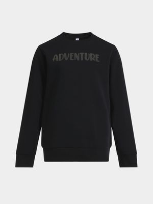 Younger Boy's Black Graphic Print Sweat Top