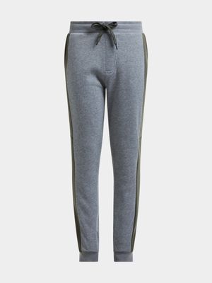 Younger Boy's Grey & Green Colorblock Joggers