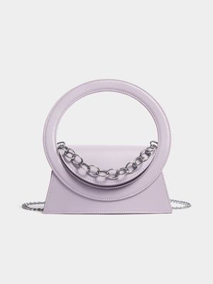 Women's Purple Lilac Round Top Handle Bag