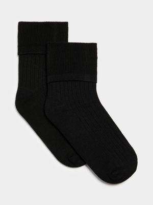 Jet Girls Black 2 Pack School Anklet Socks