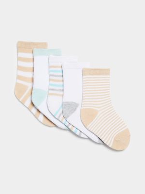 Jet Infant Boys Multicolour Stripe 5 Pack Jaquard Socks