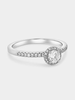 Women's 9ct Lab-Grown Diamond Halo Ring - White Gold