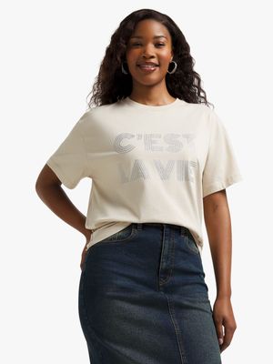 Women's Natural Graphic Print T-Shirt