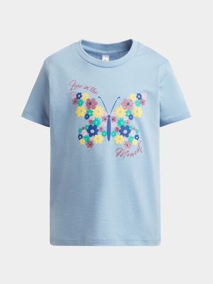 Older Girl's Blue Graphic Print T-Shirt