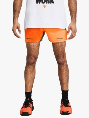 Mens Under Armour Project Rock Leg Day Orange Shorts