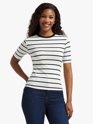 Jet Women's Black/White Bold Stripe T-Shirt