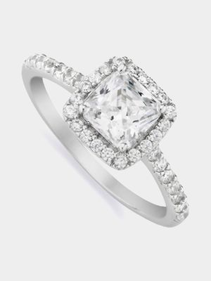 Cheté Sterling Silver Square Cubic Zirconia Solitaire Ring