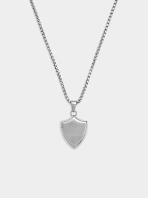 Gents Stainless Steel Shield Pendant Necklace
