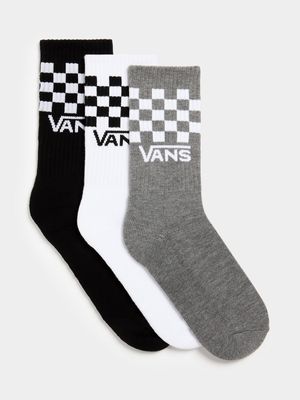 Vans Classic Crew 3 Pack Black/White Socks