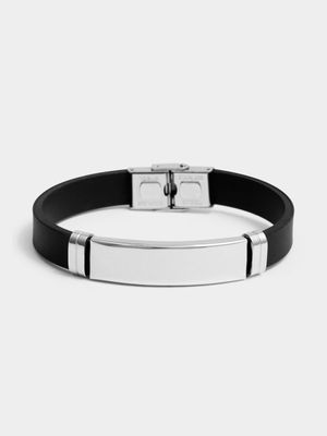 Gents Stainless Steel &  Faux Leather Bracelet