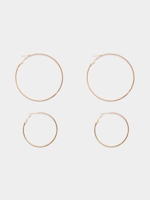 Jet Women's Gold 2 Pack Core Hoop Earrings