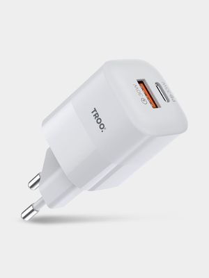 TROO Certified PD 33W Fast Charge Dual Type-C & USB Power Adapter
