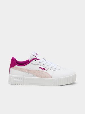 Junior Grade School Puma Carina 2.0 White/Pink/Purple Sneakers