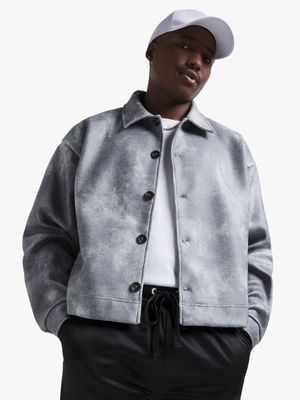 Men's Grey Melton Textured Jacket