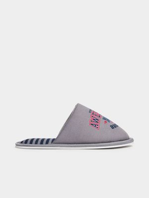 Jet Younger Boys Grey Mule Slippers